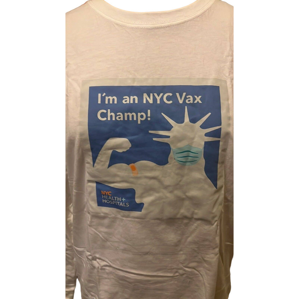 New York City Statue of Liberty Unisex I'm a Vax Champ T-Shirt White OneSize New